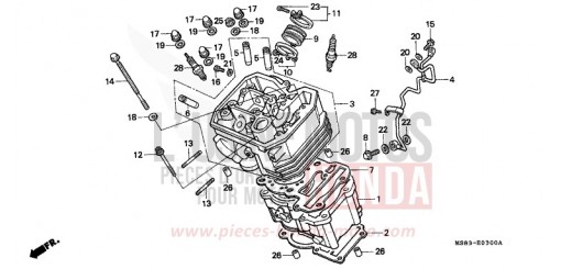 CYLINDER/CYLINDER HEAD (FRONT) XRV650K de 1989